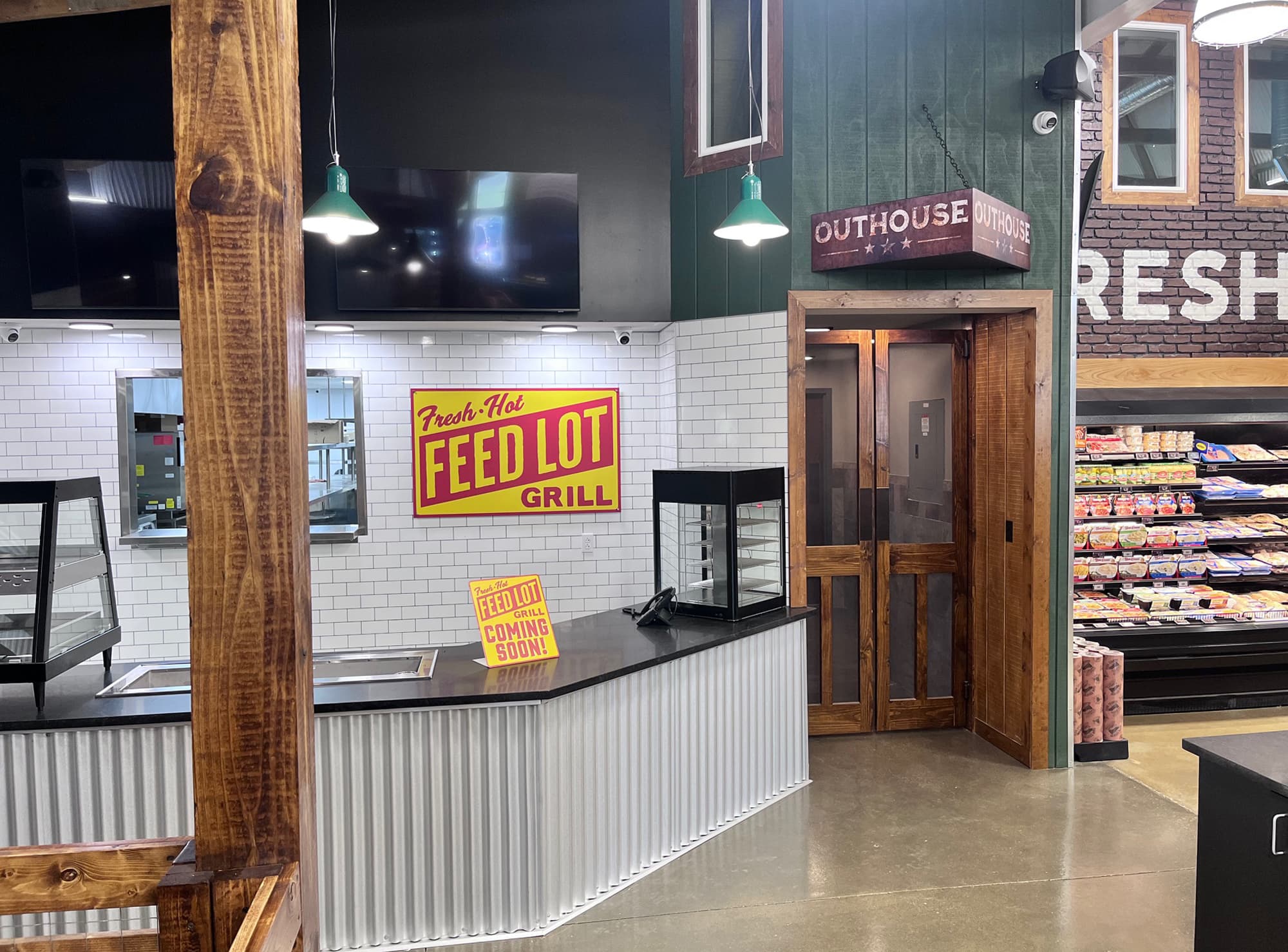 Feed Lot Grill serving area inside Farm Country Meats and Market