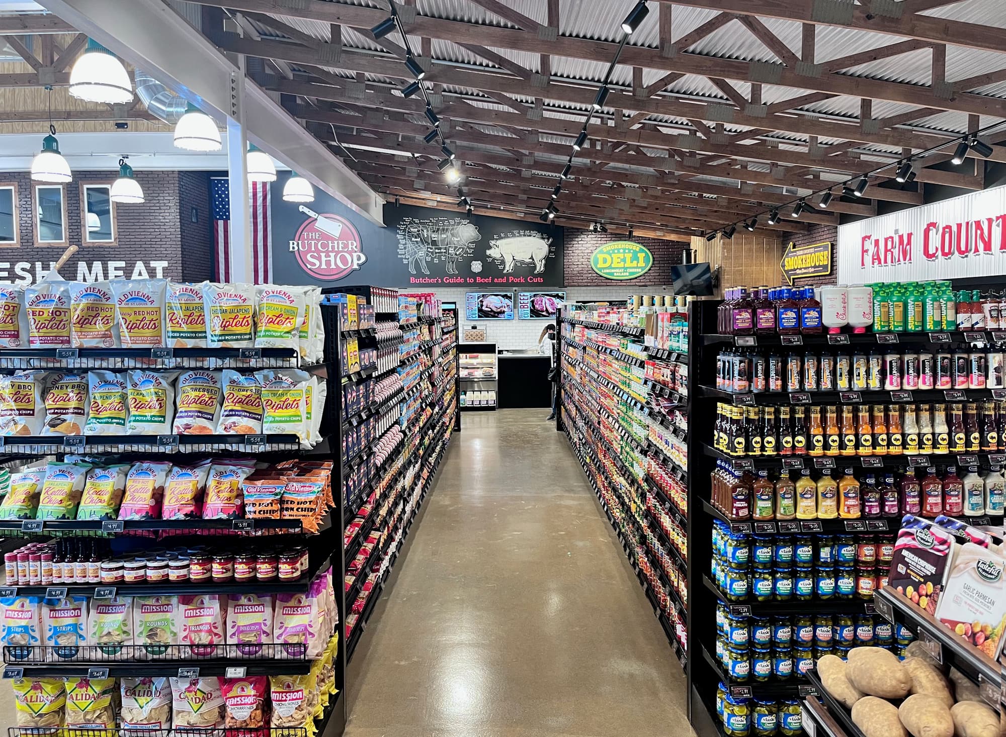 Meat counter aisle at Farm Country Meats and Market